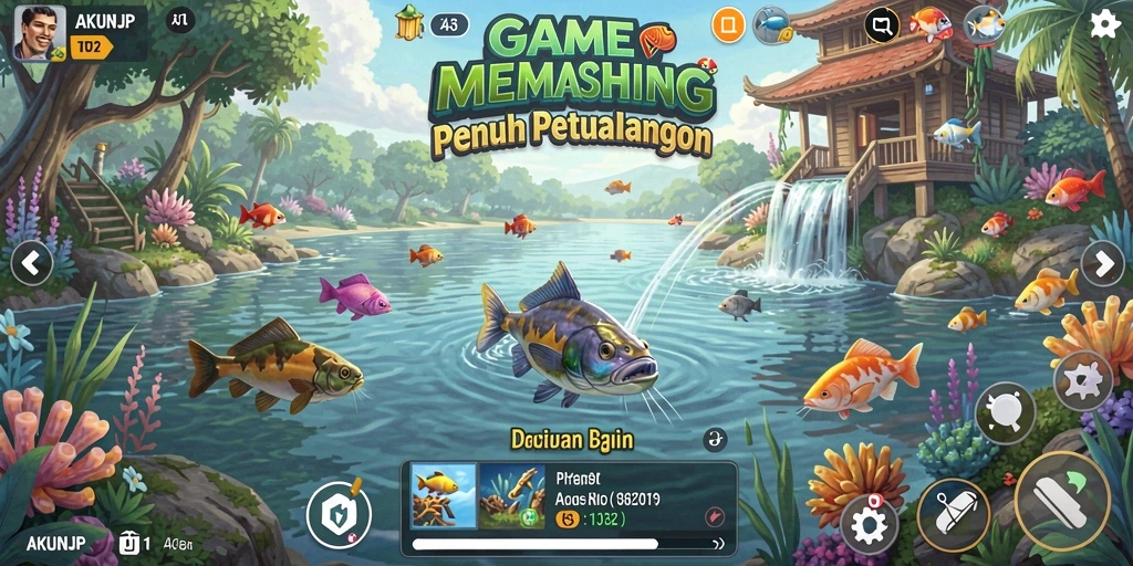 Screenshot gameplay memancing yang seru di AKUNJP.