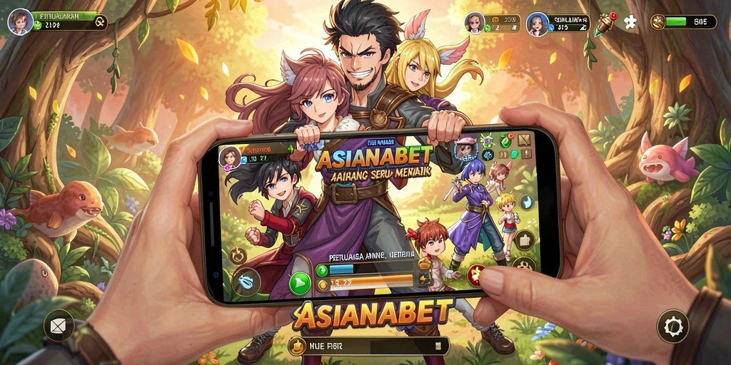 Tampilan utama game ASIANABET dengan karakter Anime yang menarik.