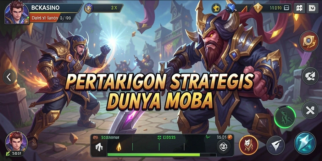 Tangkapan layar BCKASINO menampilkan pertempuran seru di arena MOBA.