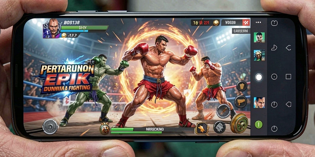Tangkapan layar gameplay <strong>BOS138</strong> menunjukkan pertarungan yang intens dan grafis yang memukau.