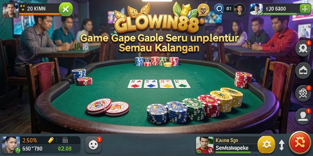 Tampilan gameplay Gaple yang seru dan interaktif dari GLOWIN88.