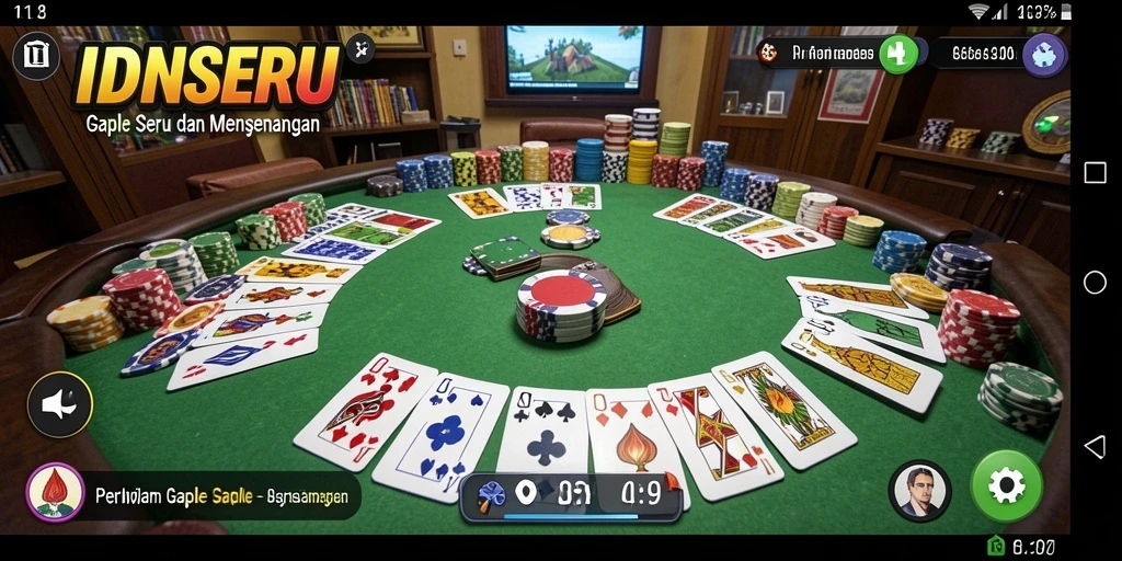 Screenshot IDNSERU menunjukkan gameplay Gaple yang menarik dan penuh strategi.
