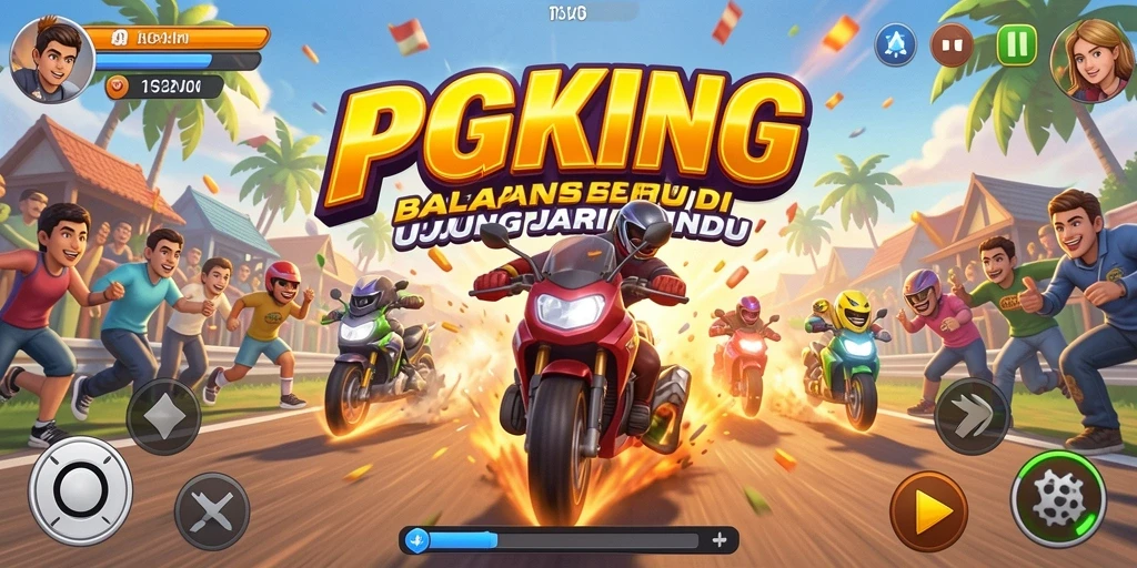 Screenshot gameplay PGKING menampilkan serunya balapan mobil.