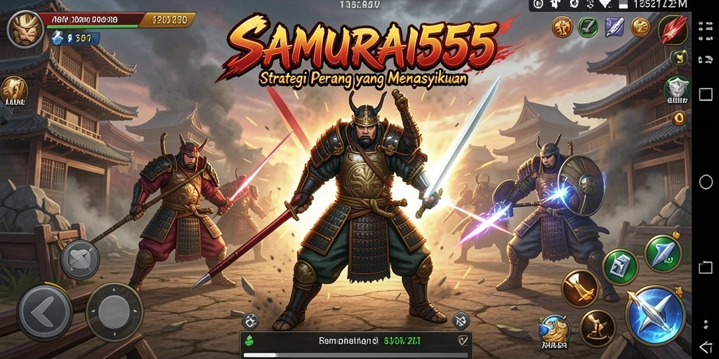 Tangkapan layar SAMURAI555 menampilkan pertempuran strategi yang menarik.