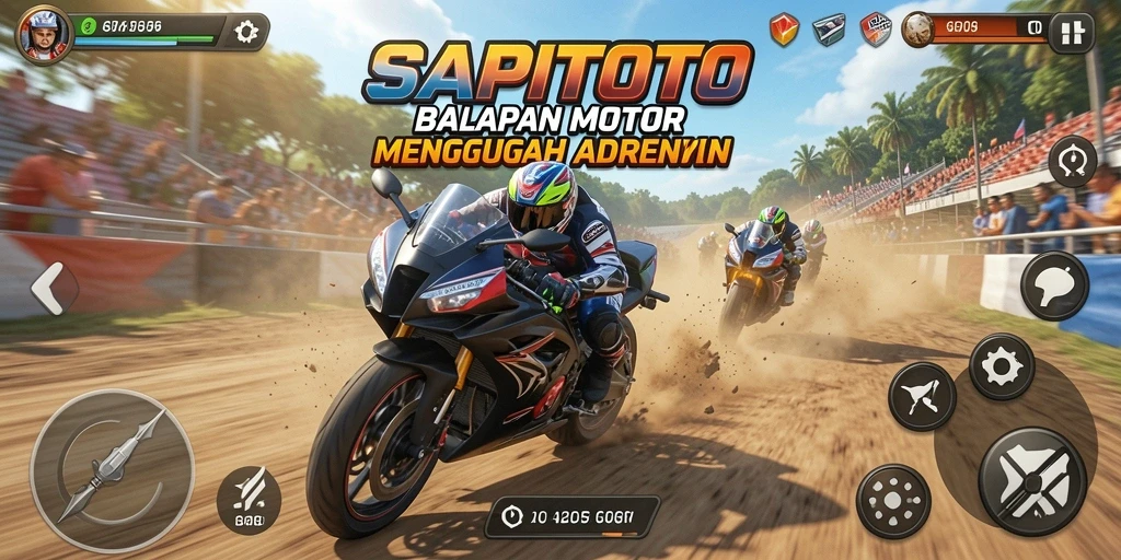 Gameplay seru dalam balapan motor intens.
