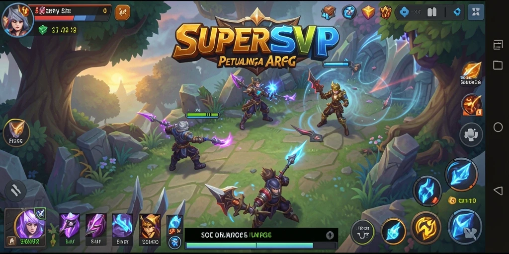 Tangkapan layar gameplay SUPERSVIP menampilkan pertempuran seru di dunia ARPG.