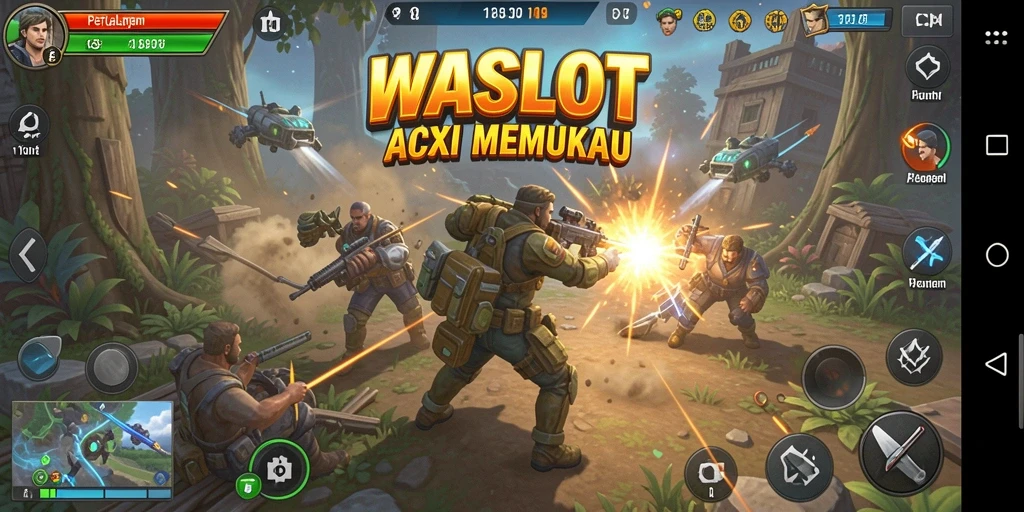 Screenshot utama WASLOT menampilkan aksi mendebarkan dalam pertempuran sengit.