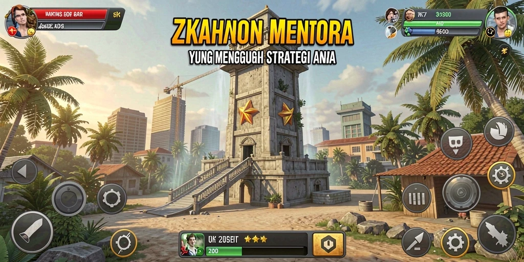 Tangkapan layar ZK7 menampilkan menara pertahanan seru saat melawan gelombang musuh.